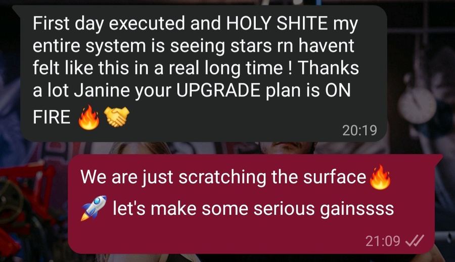 Client message about her results