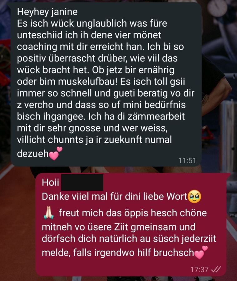 Client message about her results