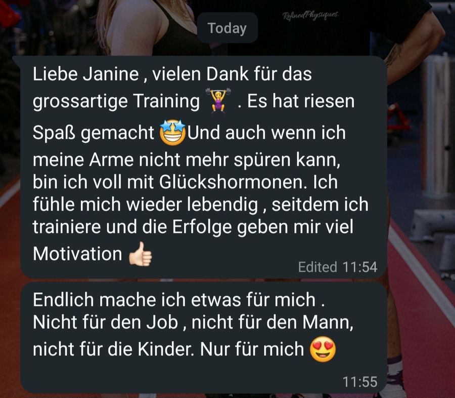 Client message about her results