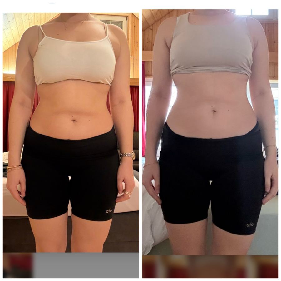 Coaching transformation — waist and posture, before and after