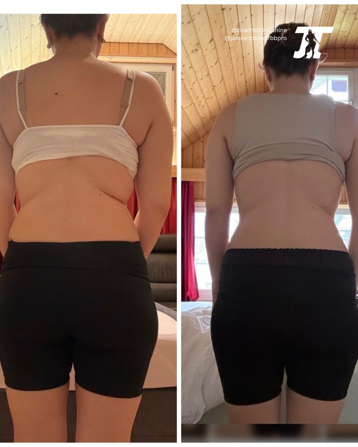 Before and after transformation of a client coached by Janine