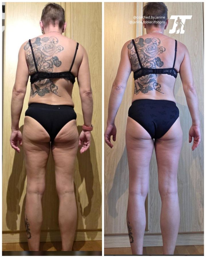 Before and after transformation of a client coached by Janine